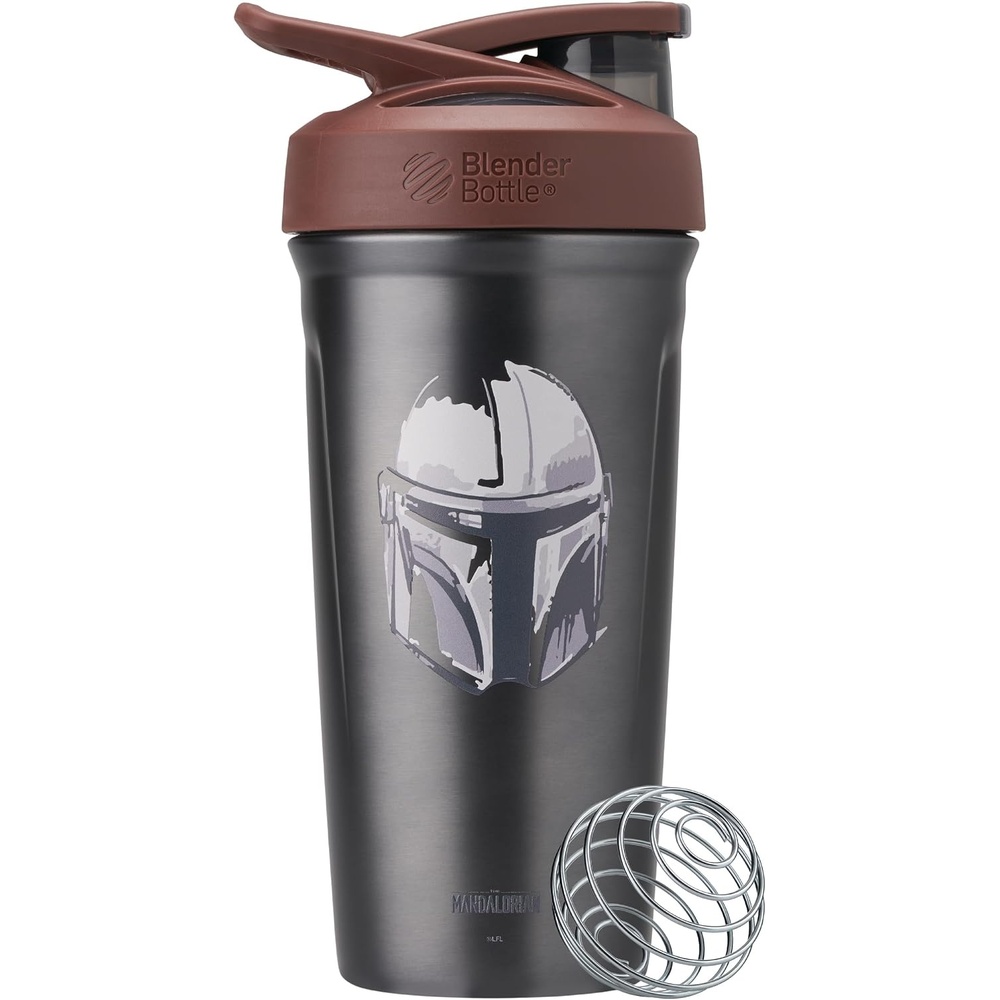 image:imageBlenderBottle Marvel Sport Flip Insulated Shaker Bottle 24 oz Spiderman WebMandalorian Helmet