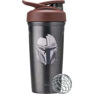 BlenderBottle Marvel Sport Flip Insulated Shaker Bottle 24 oz Spiderman Web(Mandalorian Helmet)